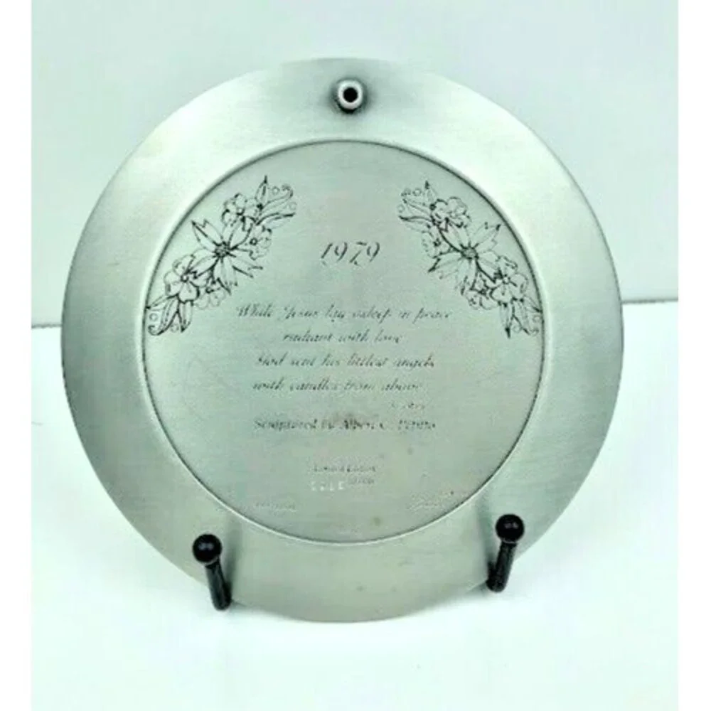 Hudson Pewter 1979 Christmas Manger Petito Plate Made USA 6